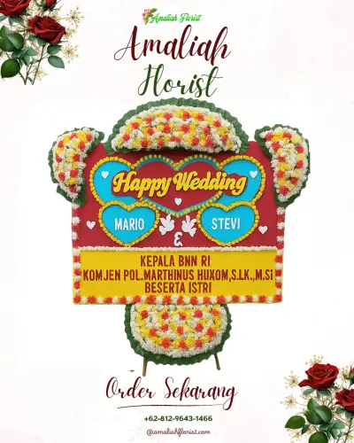 Karangan Papan Bunga Pernikahan di Wonosido